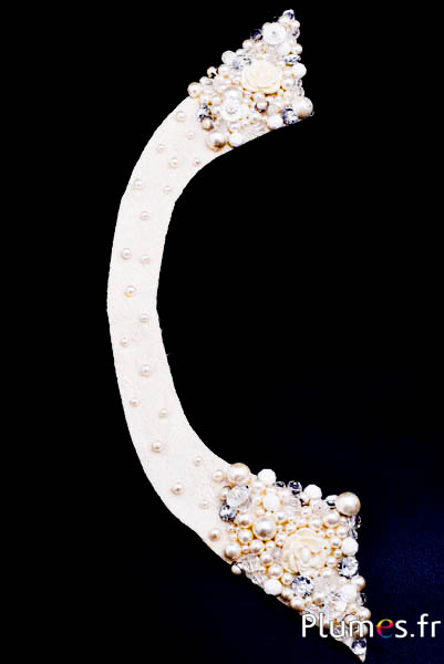 Perlenkragen - Länge 60 x 10 cm - creme  